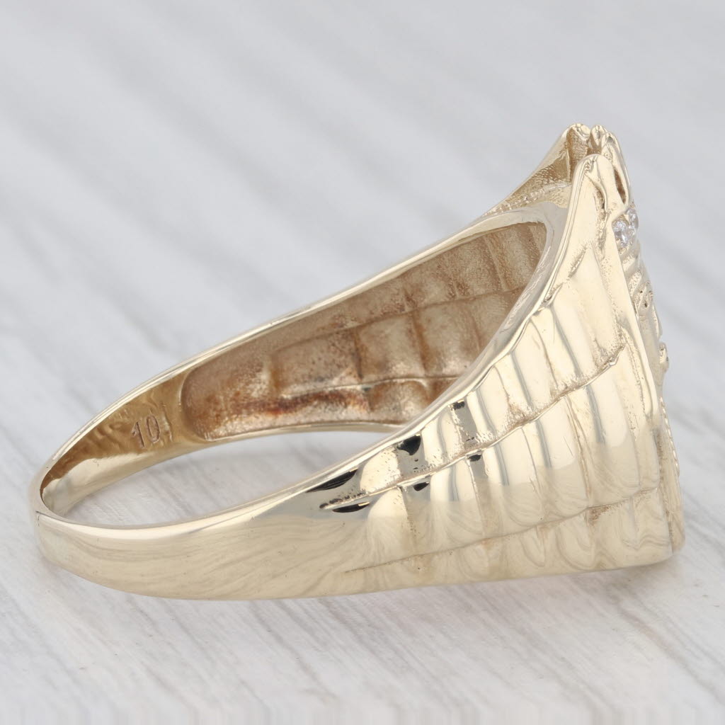 Light Gray Men's 0.40ctw Cubic Zirconia Pharaoh Ring 10k Yellow Gold Size 12.5