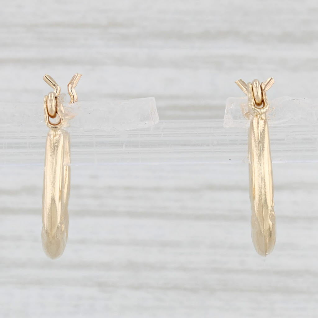 Light Gray Heart Accented Hoop Earrings 10k Yellow Gold Snap Top Round Hoops