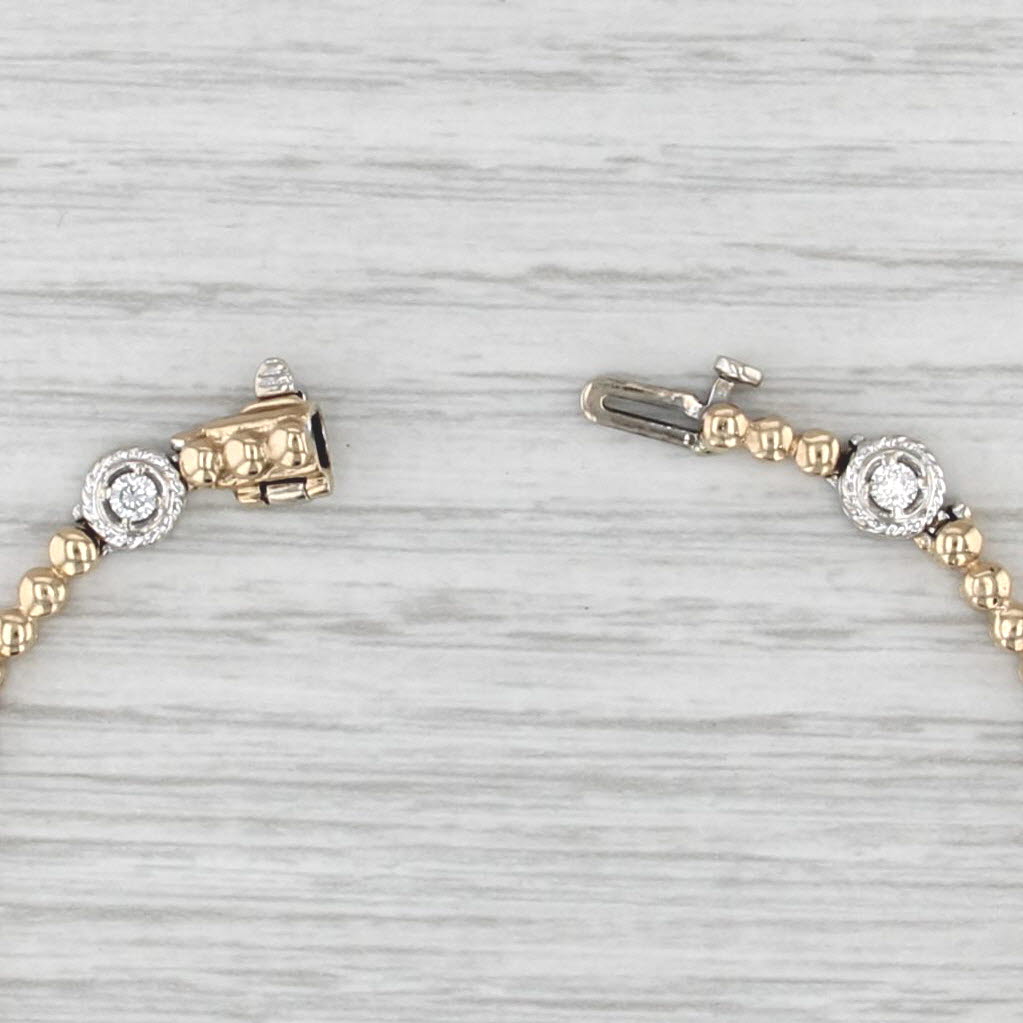 0.50ctw Diamond Bead Links Bracelet 14k White Yellow Gold 7"