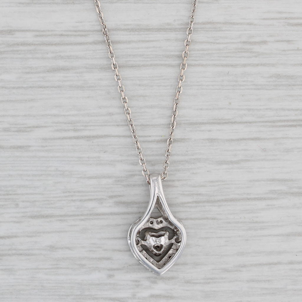 Gray 0.23ctw Floating Diamond Heart Pendant Necklace 14k White Gold 16" Cable Chain