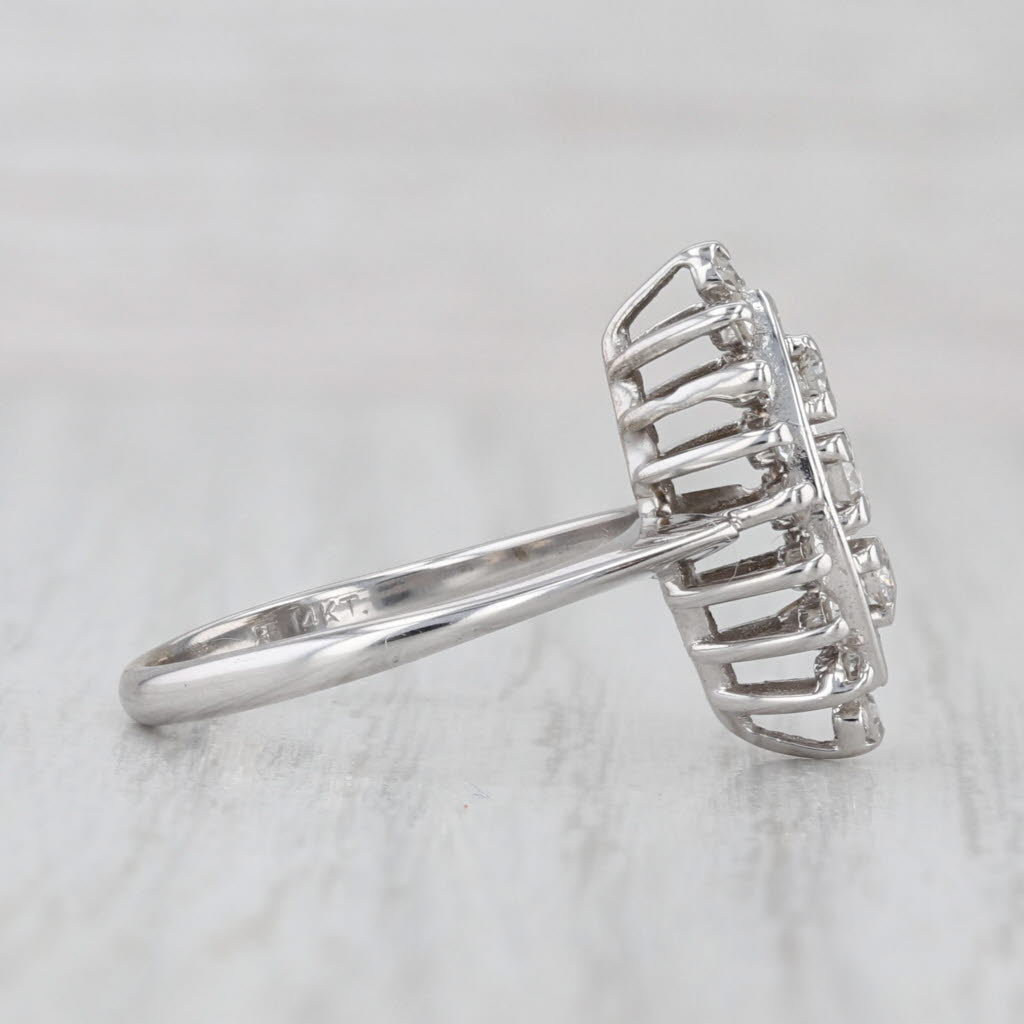 0.36ctw Diamond Halo Ring 14k White Gold Size 6 Marquise Engagement