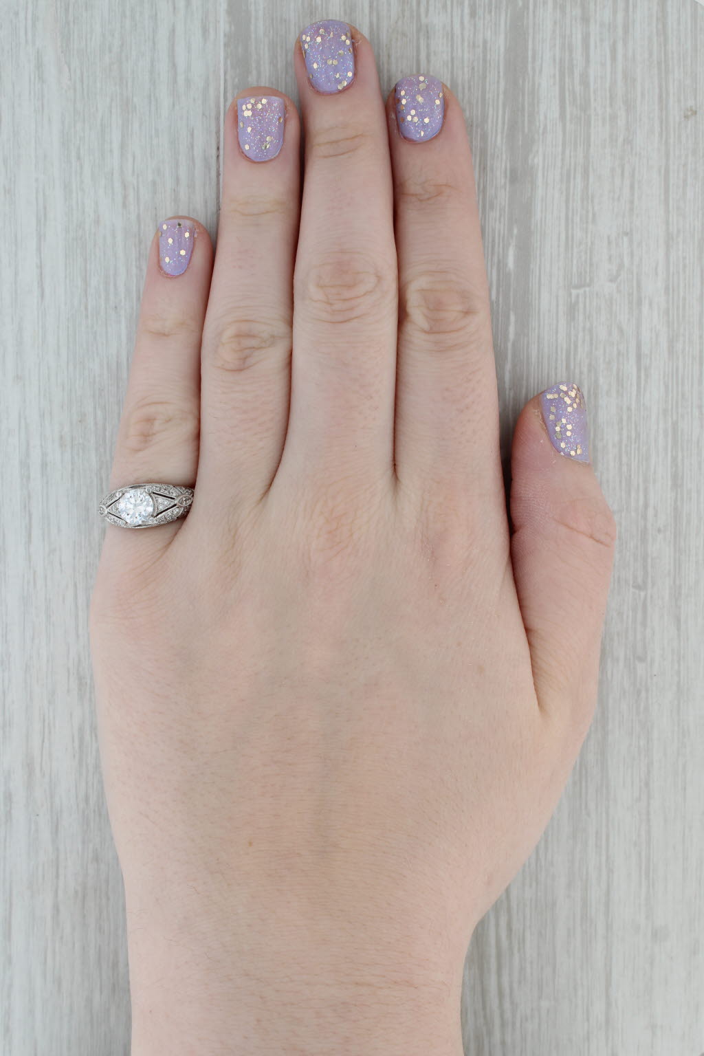 Dark Gray New Beverley K Round Diamond Semi Mount Engagement Ring 18k White Gold Size 6.25