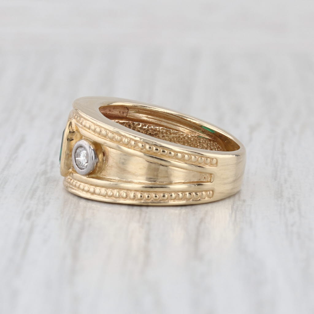 1.94ctw Lab Created Emerald Diamond Ring 14k Yellow Gold Size 7.5 Man's
