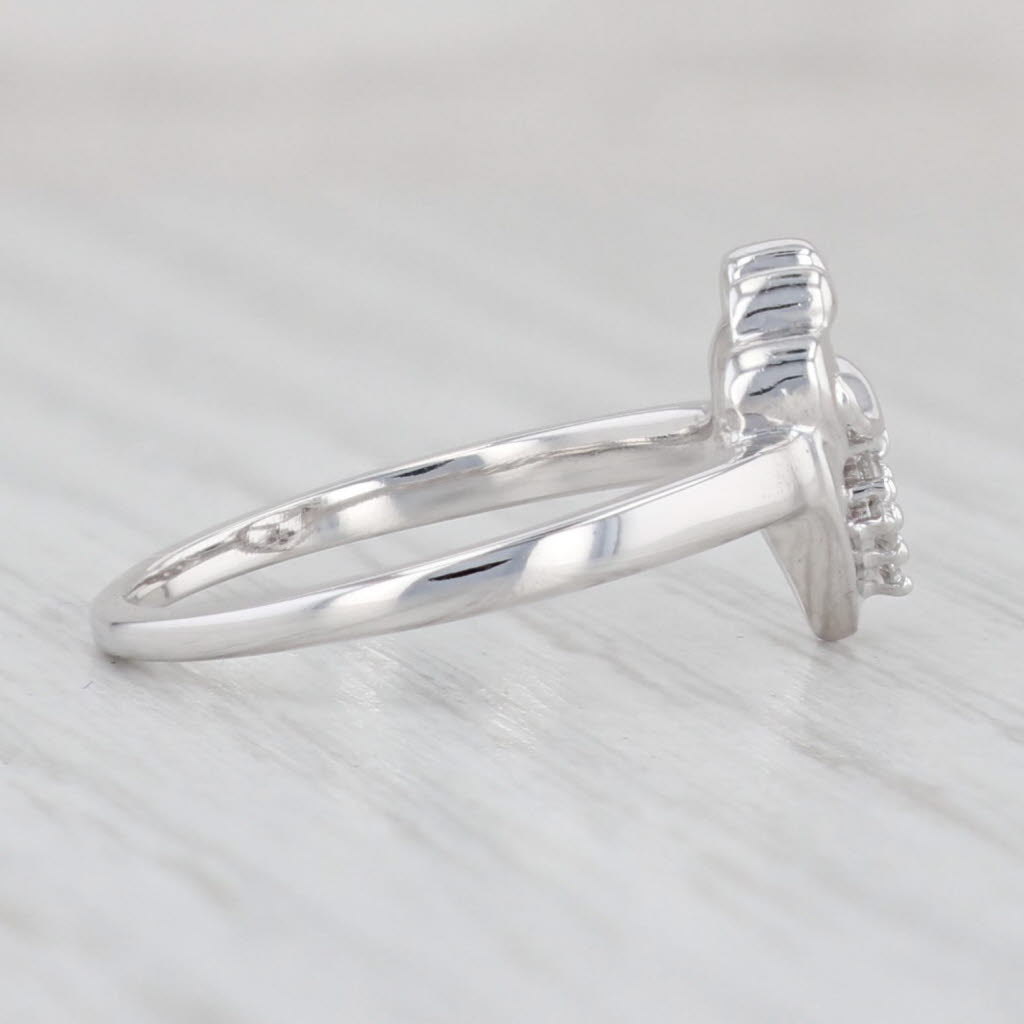Light Gray Diamond Mother & Child Heart Ring 14k White Gold Size 7