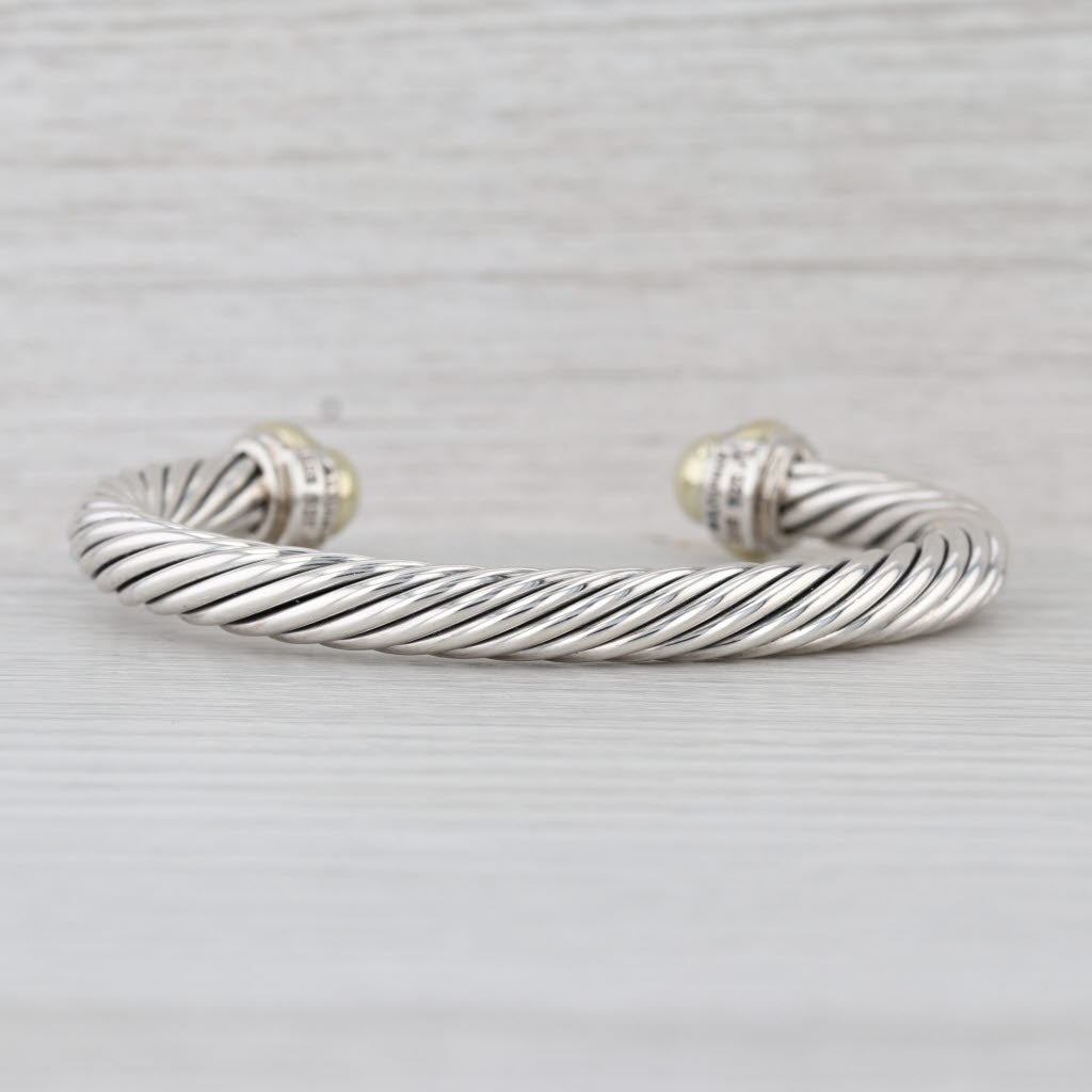 David Yurman Cable Dome Cuff Bracelet Sterling Silver 14k Gold 6.5"
