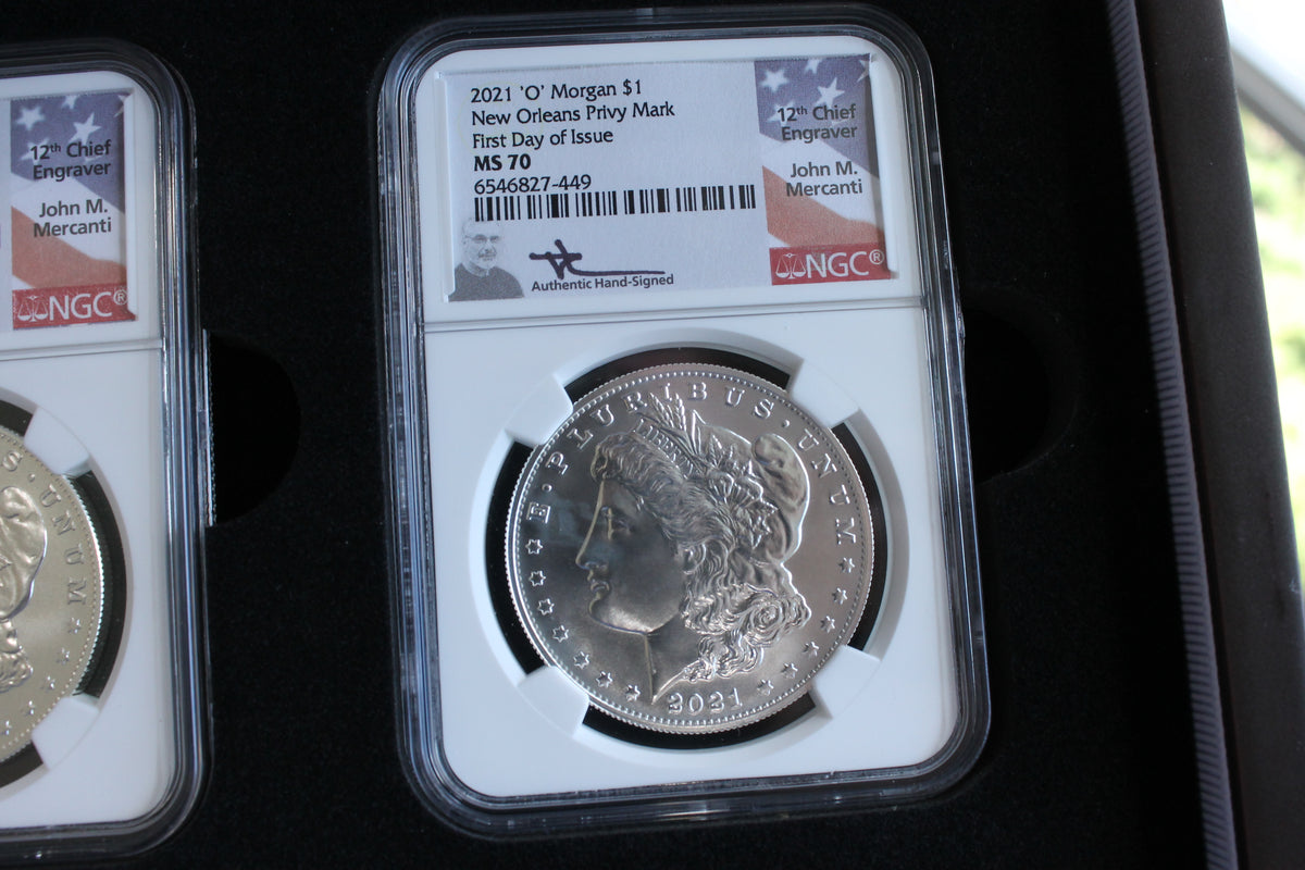 2021 $1 Morgan (5) & Peace (1) Silver Dollar Set NGC First Day of Issue MS70