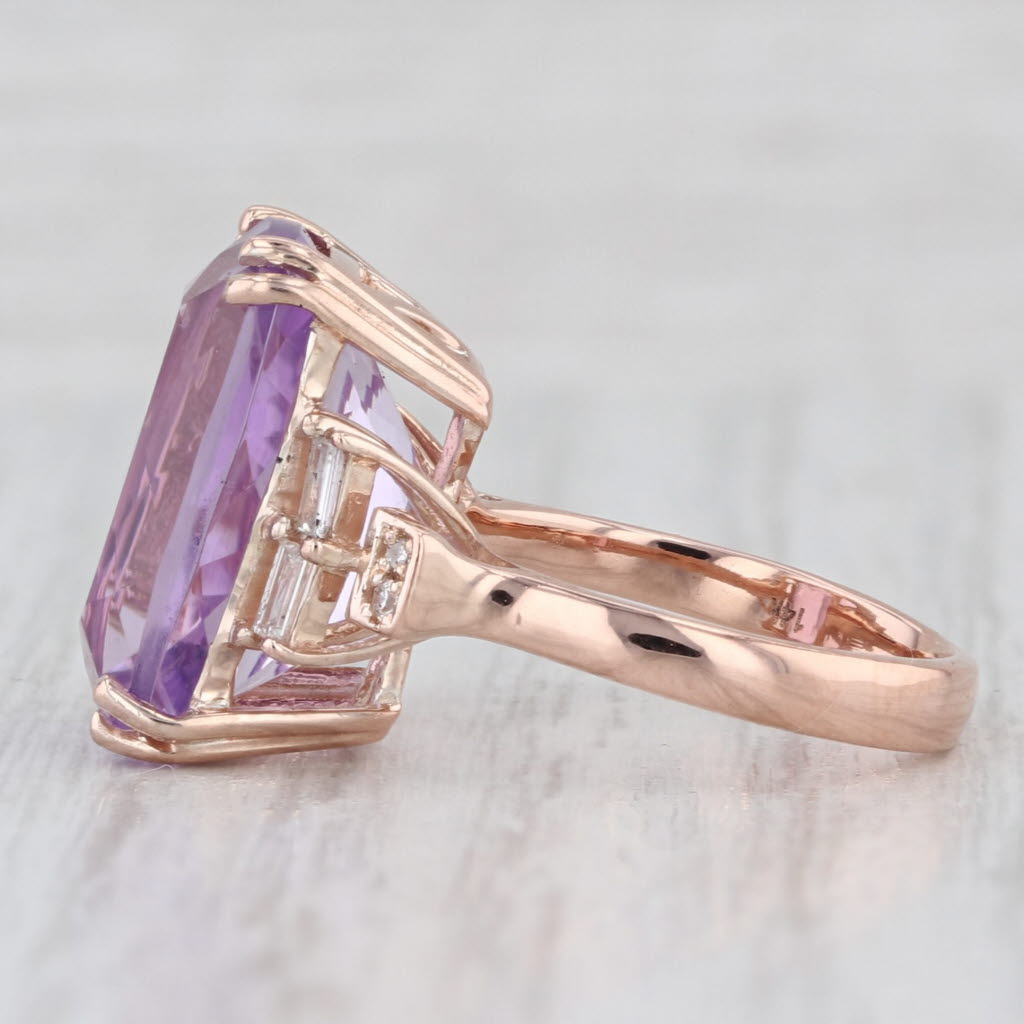 Effy 6.81ctw Light Amethyst Diamond Ring 14k Rose Gold Size 2.75