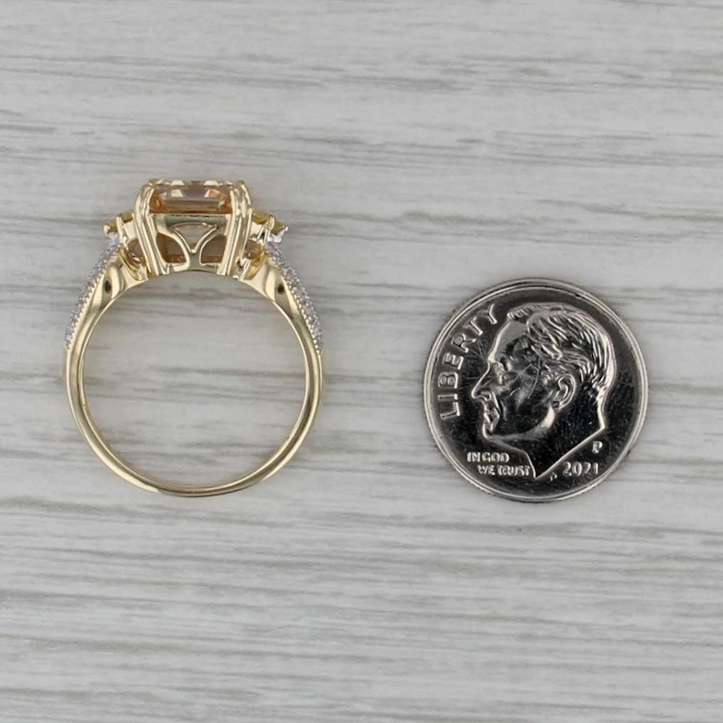 Diamond Zircon Semi Mount Engagement Ring 10k Yellow Gold Size 7