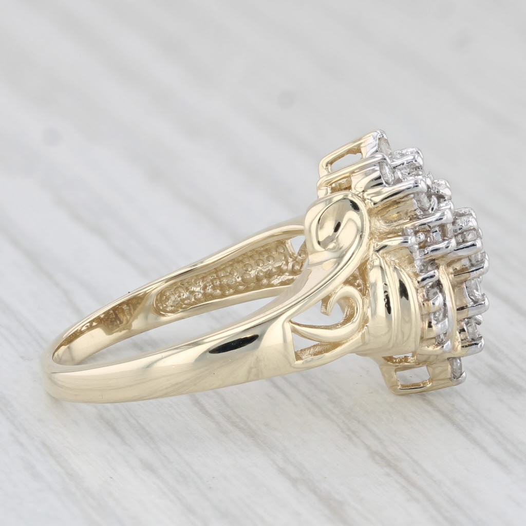 Light Gray 0.47ctw Diamond Cluster Ring 10k Yellow Gold Size 7