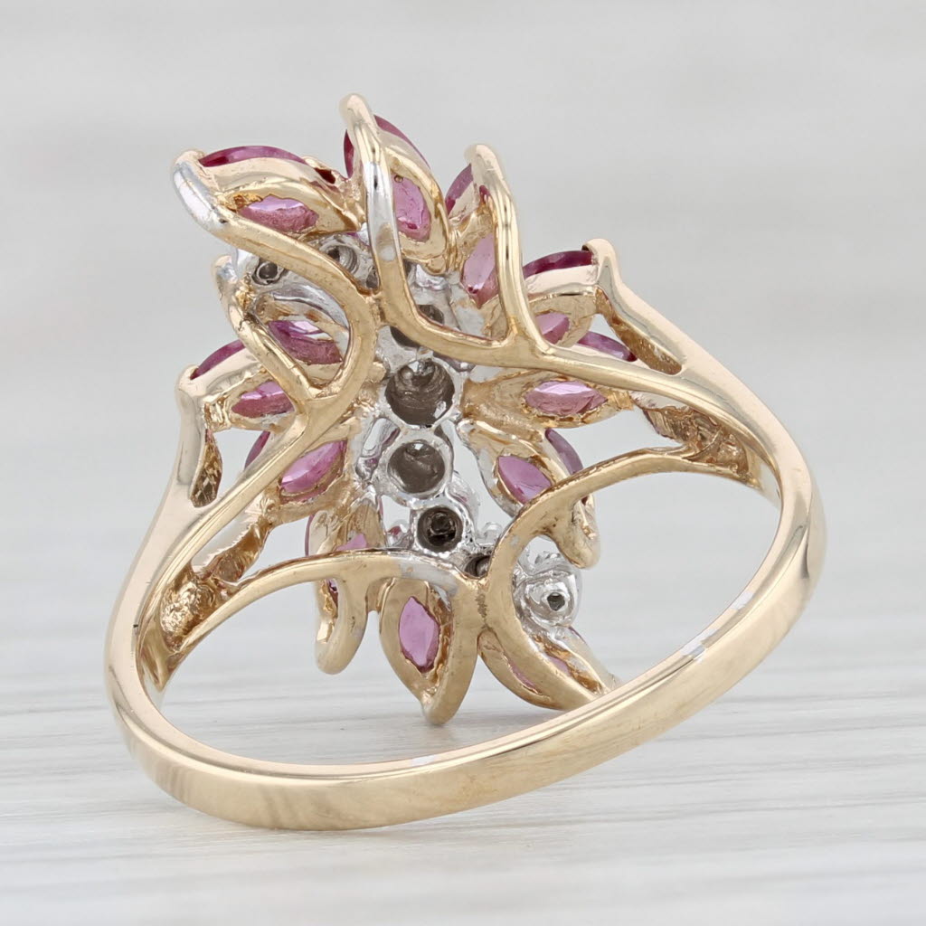 Light Gray 1.24ctw Ruby Diamond Cluster Ring 10k Yellow Gold Size 6.75