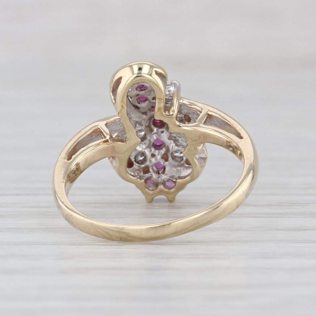 0.43ctw Ruby Diamond Cluster Ring 10k Yellwo Gold Size 6