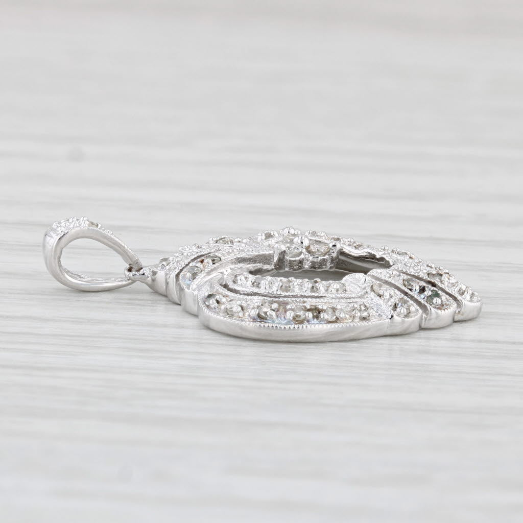 Light Gray 0.14ctw Diamond Heart Pendant 10k White Gold Vintage