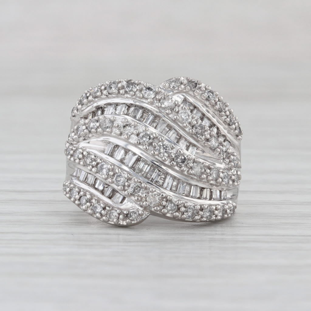 1ctw Diamond Overlay Cocktail Ring 10k White Gold Size 5