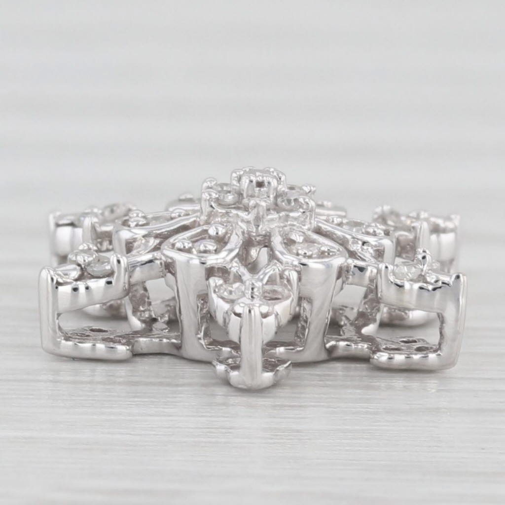 Light Gray Diamond Accented Snowflake Pendant 10k White Gold Charm