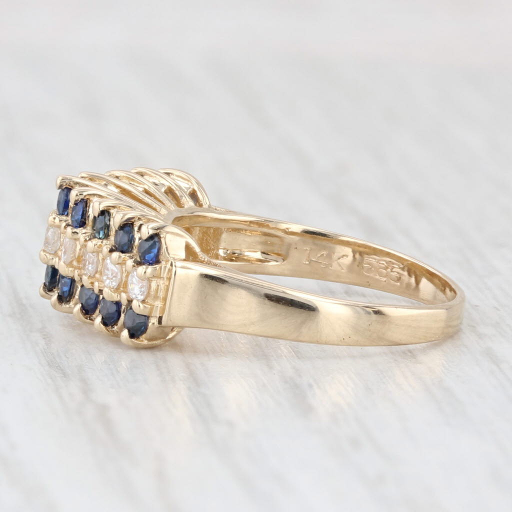 Light Gray 1.03ctw Blue Sapphire Diamond Tiered Pyramid Ring 14k Yellow Gold Size 5.5