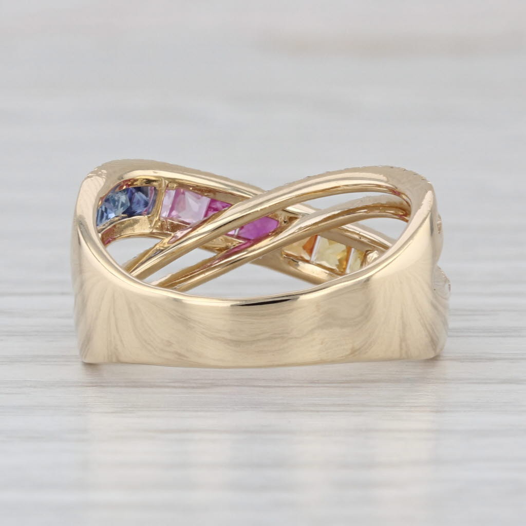 1.90ctw Multi-Color Sapphire Diamond Overlay Ring 14k Yellow Gold Size 8.5