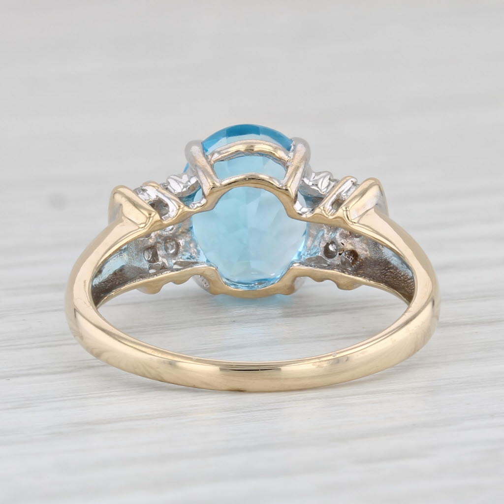 Light Gray 3.28ctw Oval Blue Topaz Diamond Ring 14k Yellow Gold Size 7