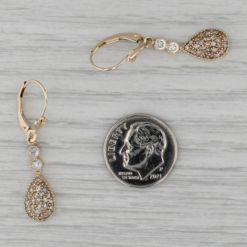 0.30ctw Diamond Teardrop Dangle Earrings 14k Yellow Gold Lever Backs