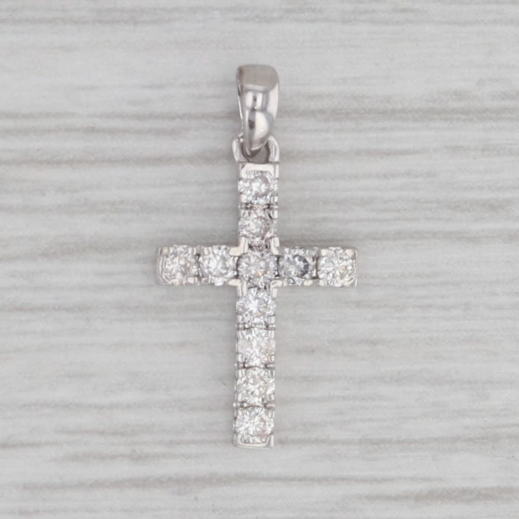 Gray 0.25ctw Diamond Cross Pendant Charm 10k White Gold Small Drop