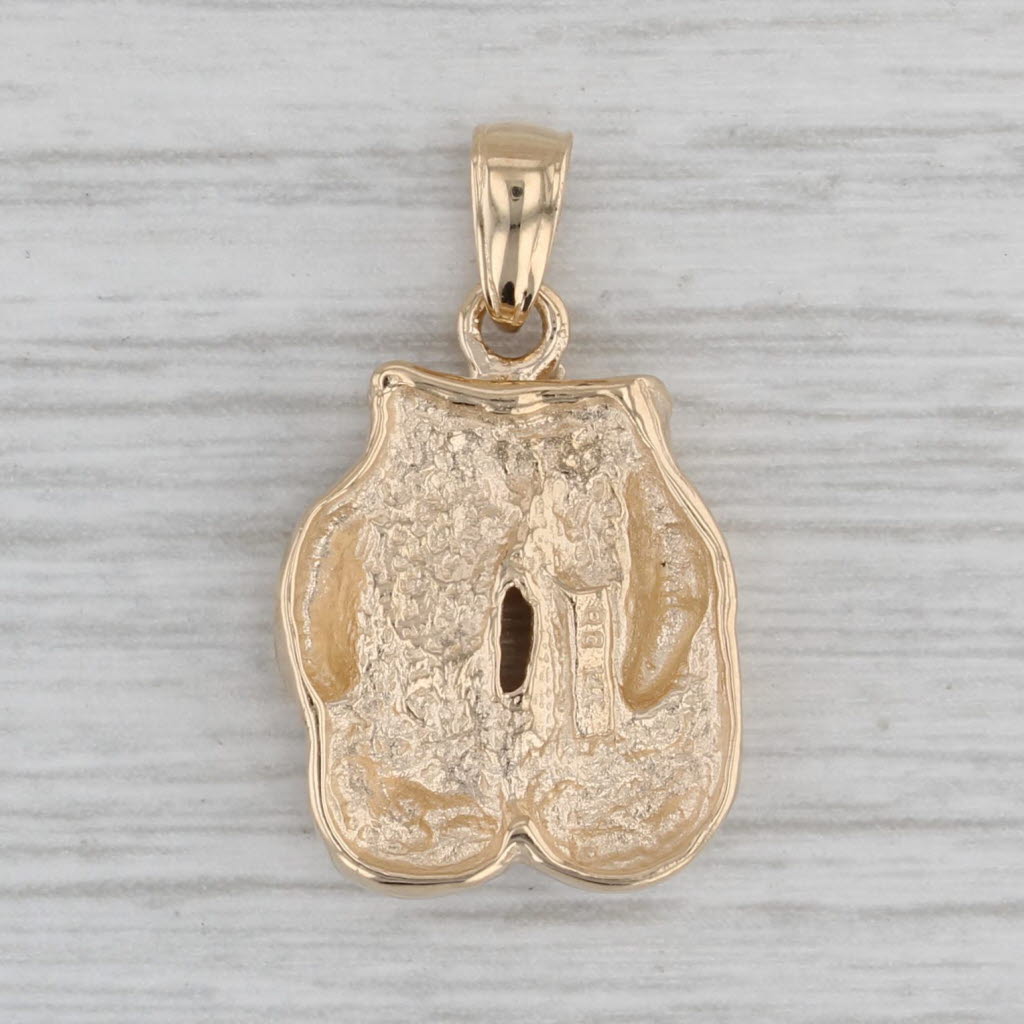 Gray Boxing Gloves Charm 14k Yellow Gold 3D Pendant