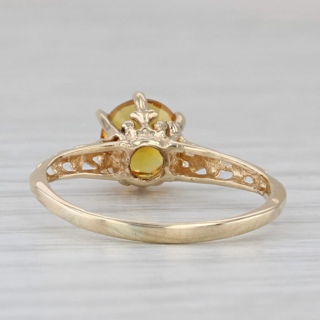 Gray Lab Created Yellow Sapphire Ring 1ct Round Solitaire 10k Yellow Gold Size 5