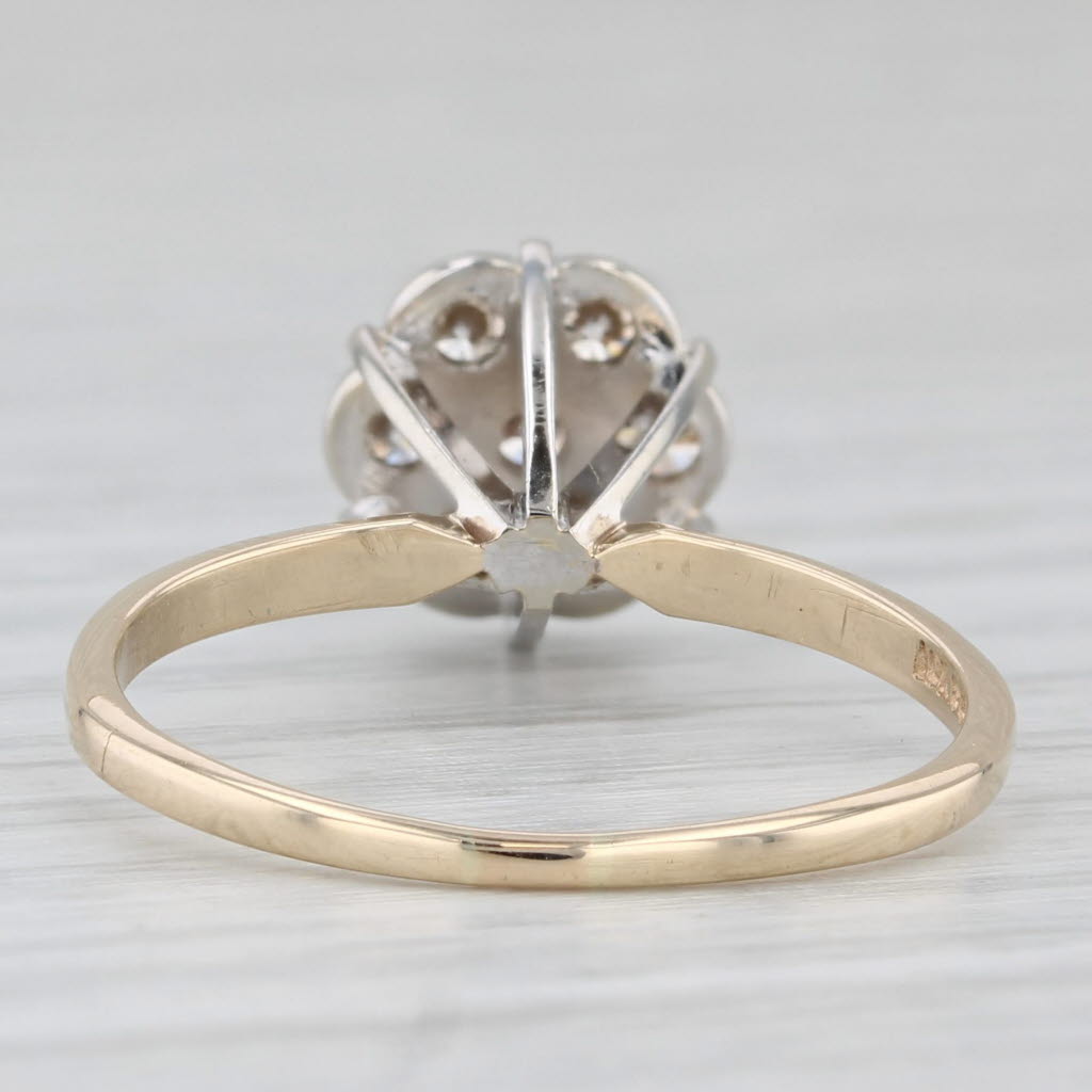 Light Gray 0.45ctw Diamond Cluster Engagement Ring 10k White Yellow Gold Size 8 Vintage
