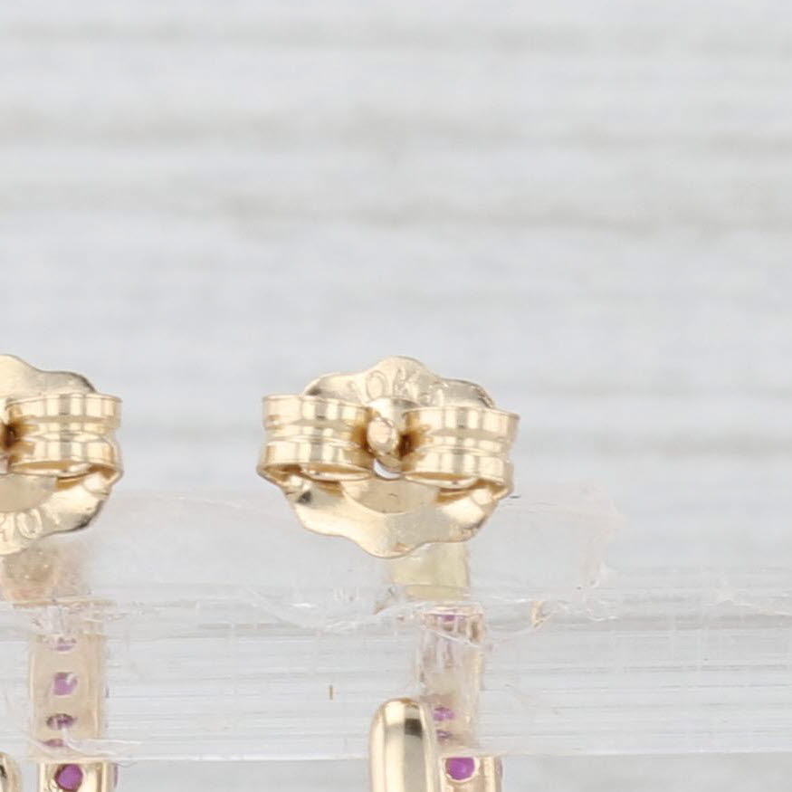 0.54ctw Ruby J-Hook Hoop Earrings 10k Yellow Gold Pierced Drops