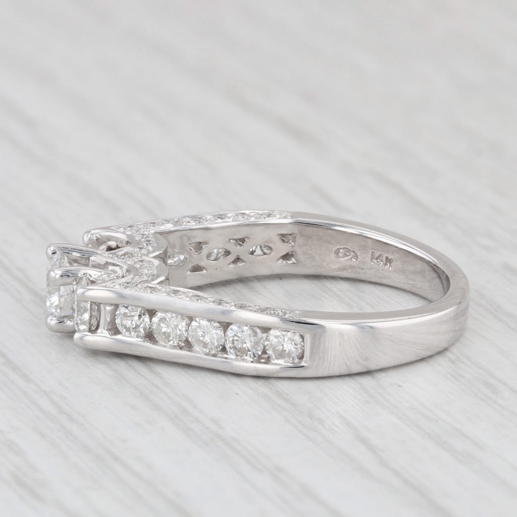 Light Gray 1.31ctw Round 3-Stone Diamond Engagement Ring 14k White Gold Size 6.75