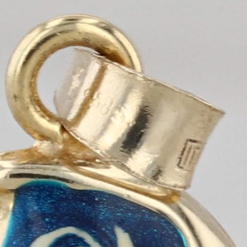 Little Puffy Fish Pendant 14k Yellow Gold Enamel Charm