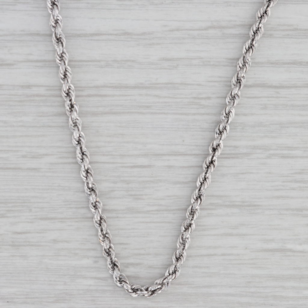 Gray Rope Chain Necklace 14k White Gold 18" 2.9mm