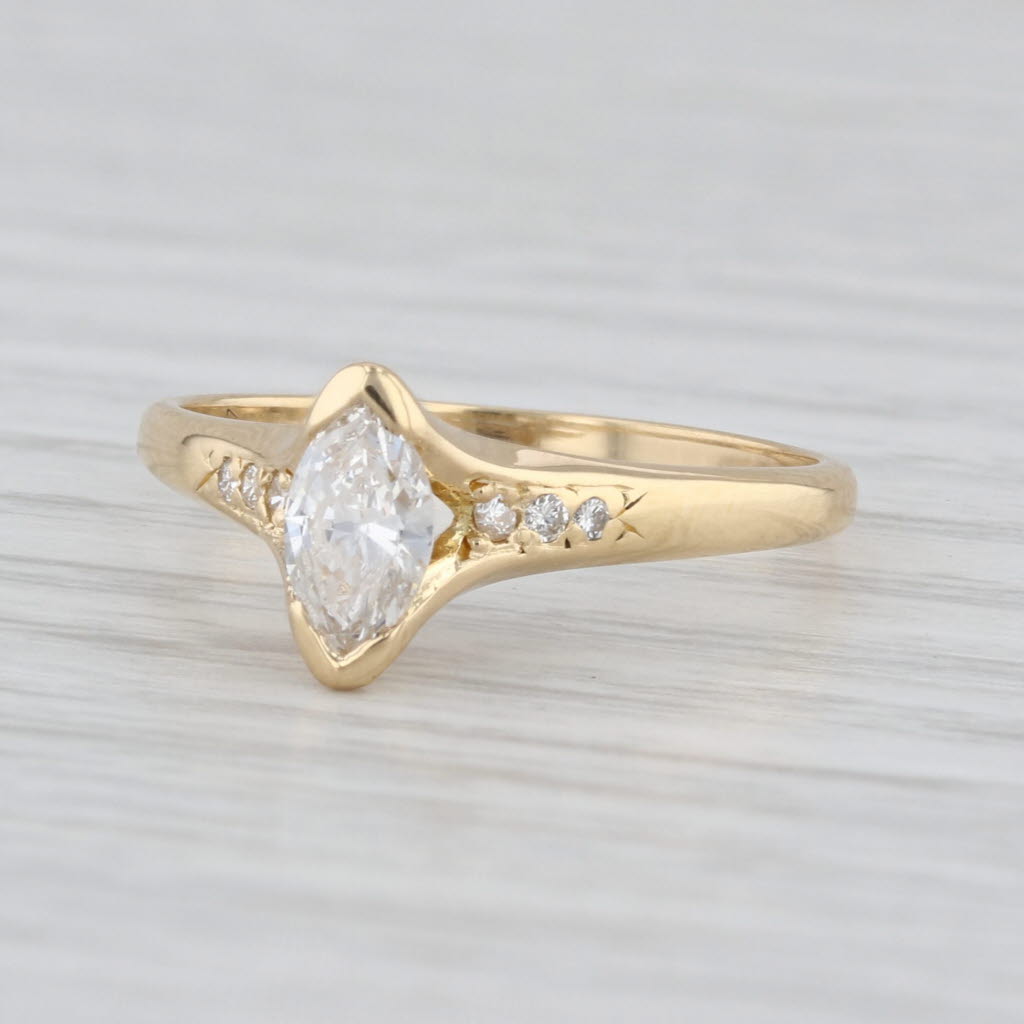0.39ctw Marquise Diamond Engagement Ring 18k Yellow Gold Size 6.5