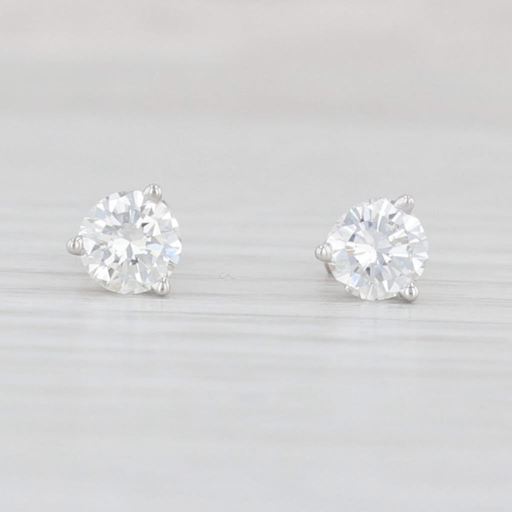 Light Gray 0.80ctw Round Solitaire Diamond Stud Earrings 14k White Gold