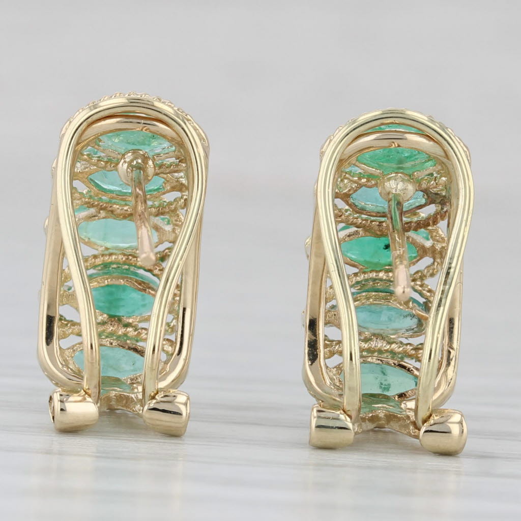 Gray 1.40ctw Emerald Journey Earrings 14k Yellow Gold Omega Back Drops