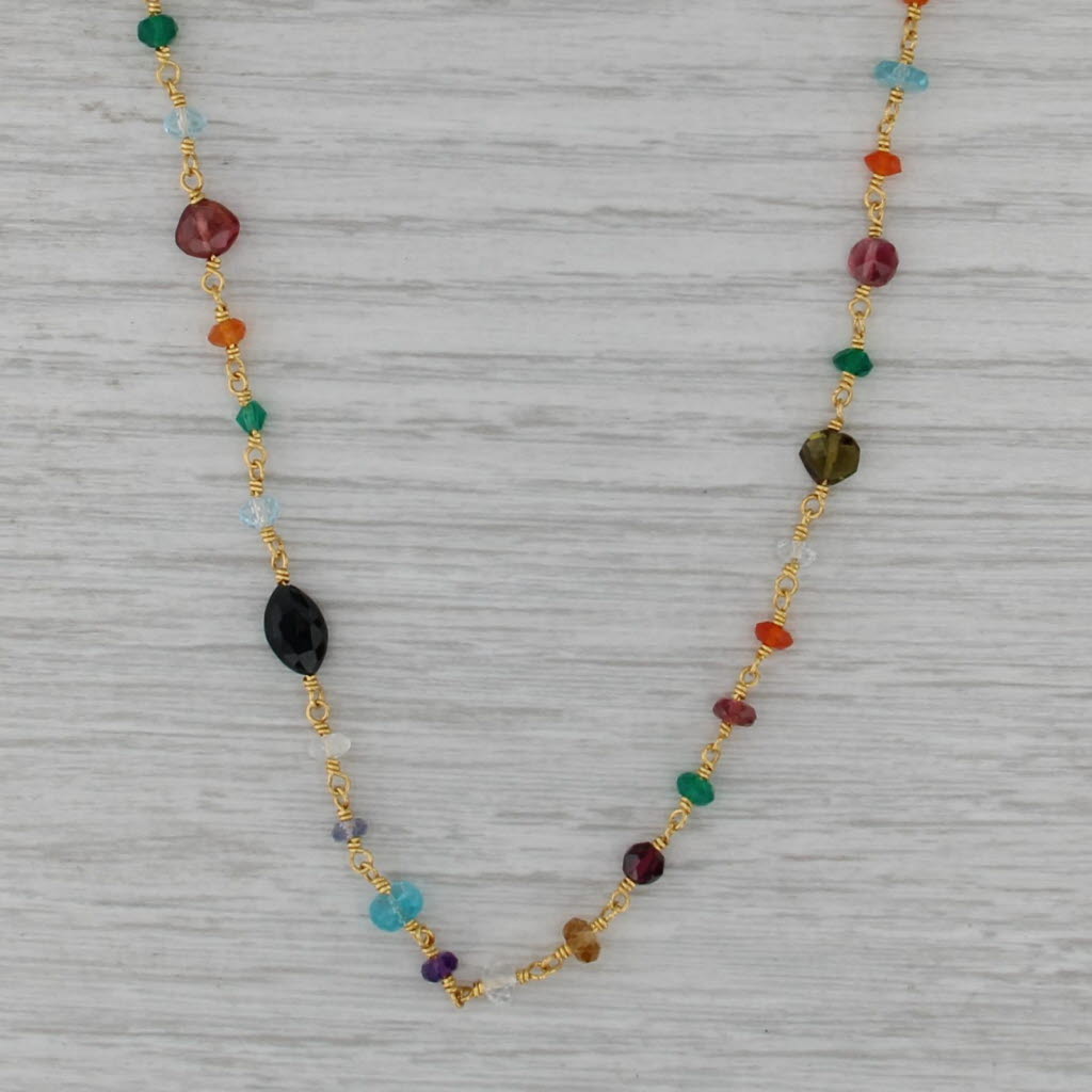 Yossi Multicolor Gemstone Bead Necklace 24k Yellow Gold 17"