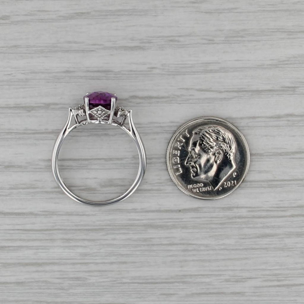 2.68ctw Lab Created Purple Sapphire Diamond Ring 10k White Gold Size 7