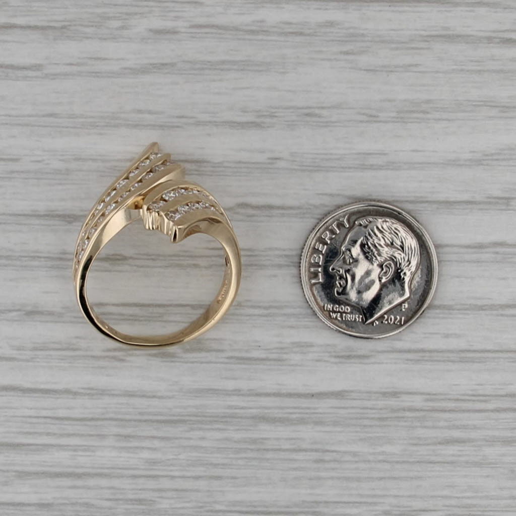 1.27ctw Diamond Rows Bypass Ring 14k Yellow Gold Size 8.25