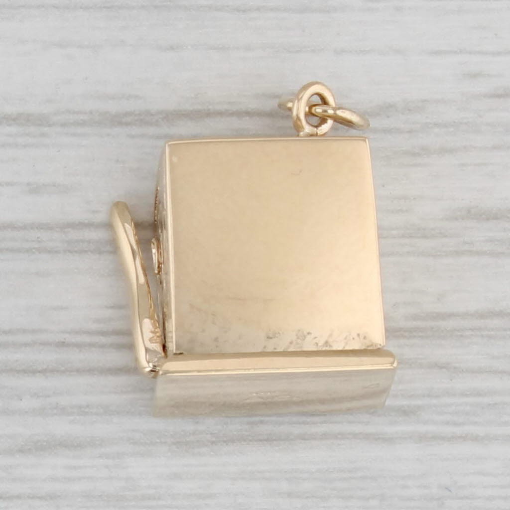 Gray Vintage Slot Machine Charm 14k Yellow Gold 3D Moving Parts Souvenir