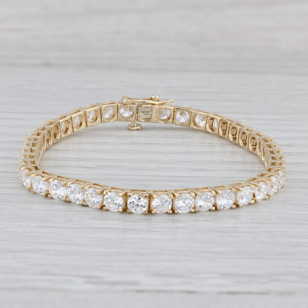 Gray 9.50ctw Cubic Zirconia Tennis Bracelet 14k Yellow Gold 6.75" 4.1mm
