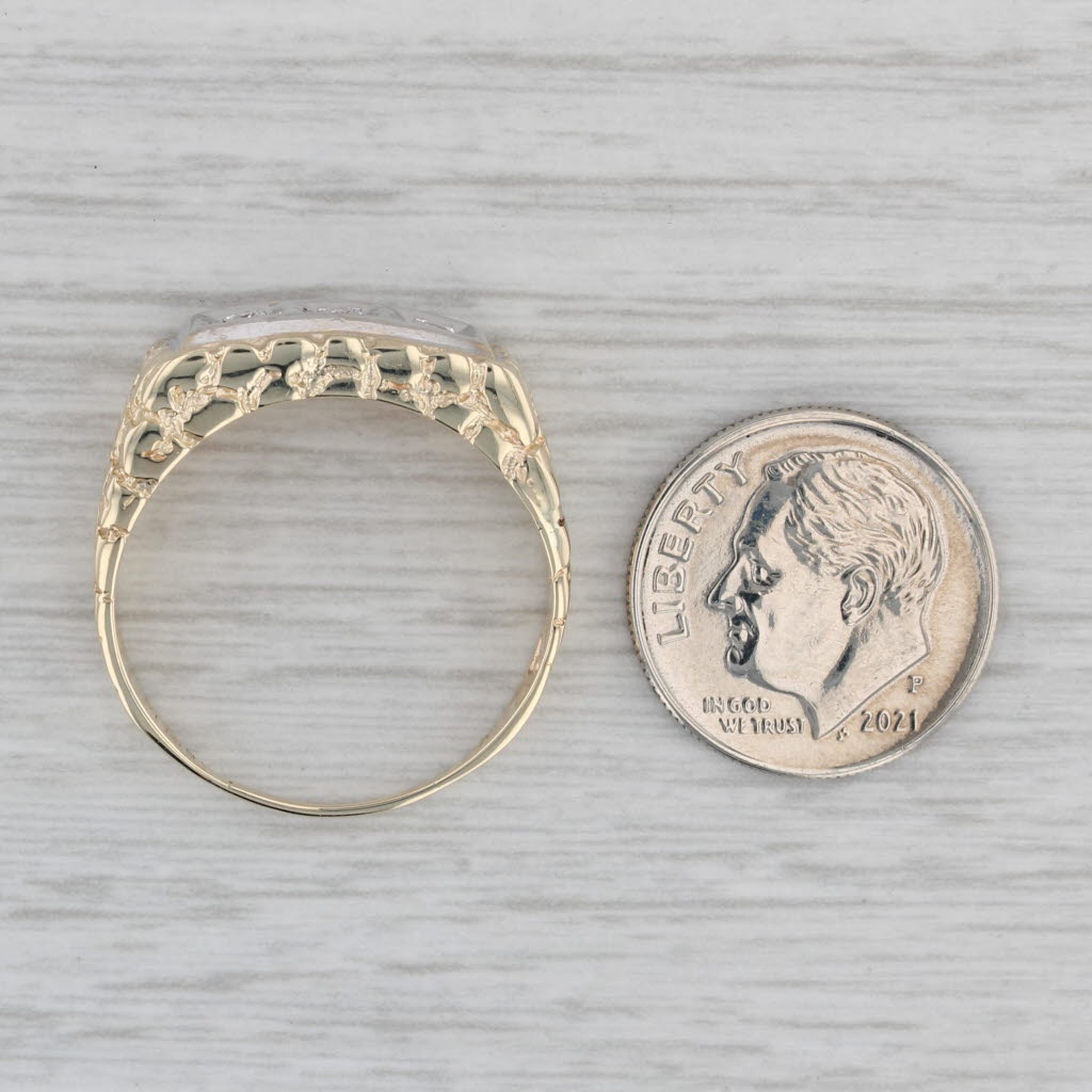 Gray Vintage Diamond 3-Stone Men's Ring Wedding 10k Gold Nugget Band Size 10.75