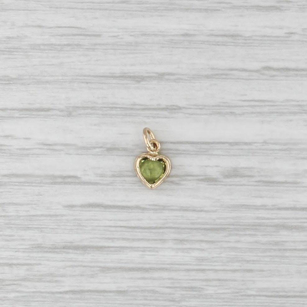 0.50ct Peridot Small Heart Charm 14k Yellow Gold August Birthstone Pendant