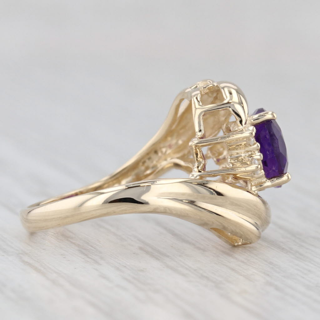 1.75ctw Oval Amethyst Diamond Bypass Ring 14k Yellow Gold Size 4.75