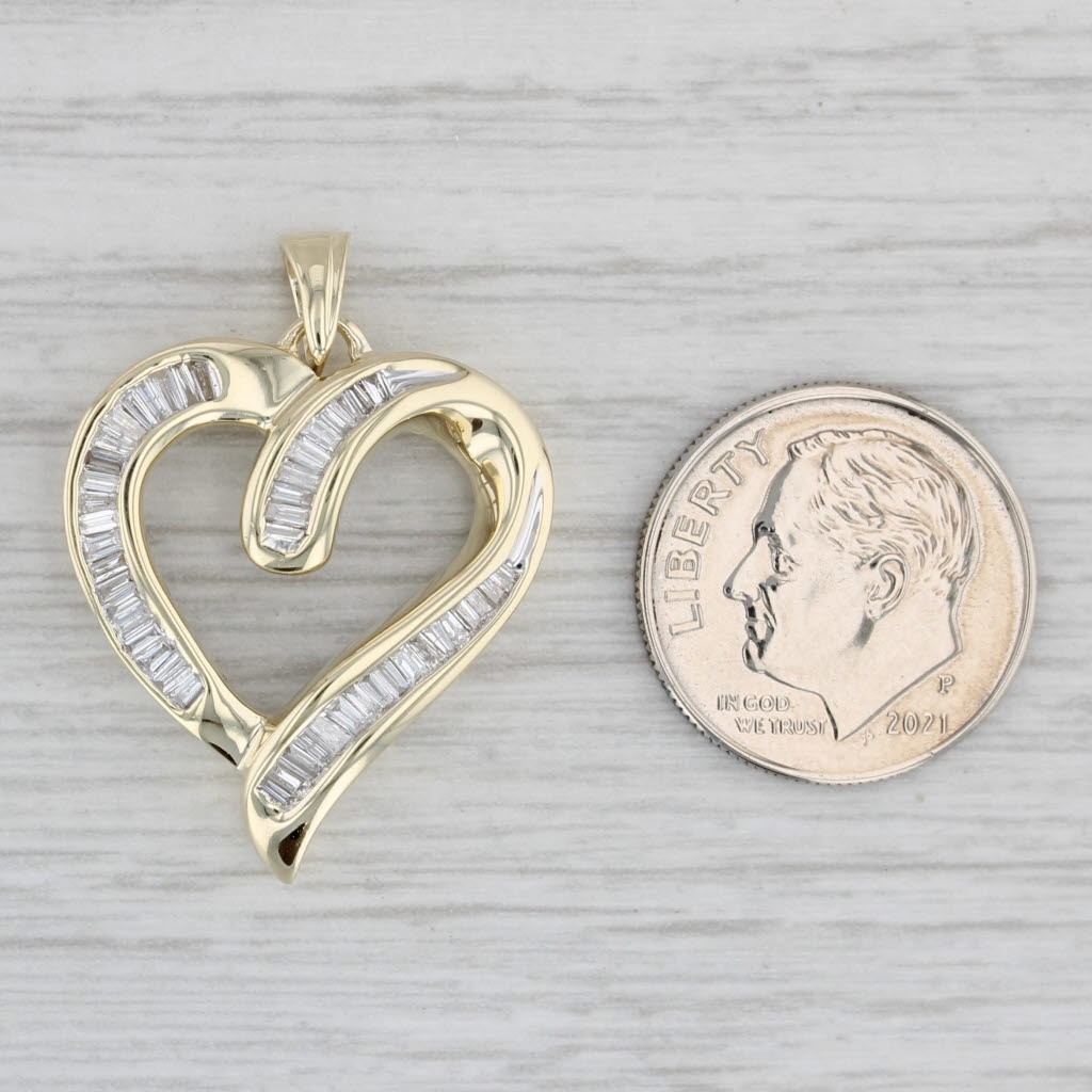 Gray 0.75ctw Diamond Open Heart Pendant 10k Yellow Gold