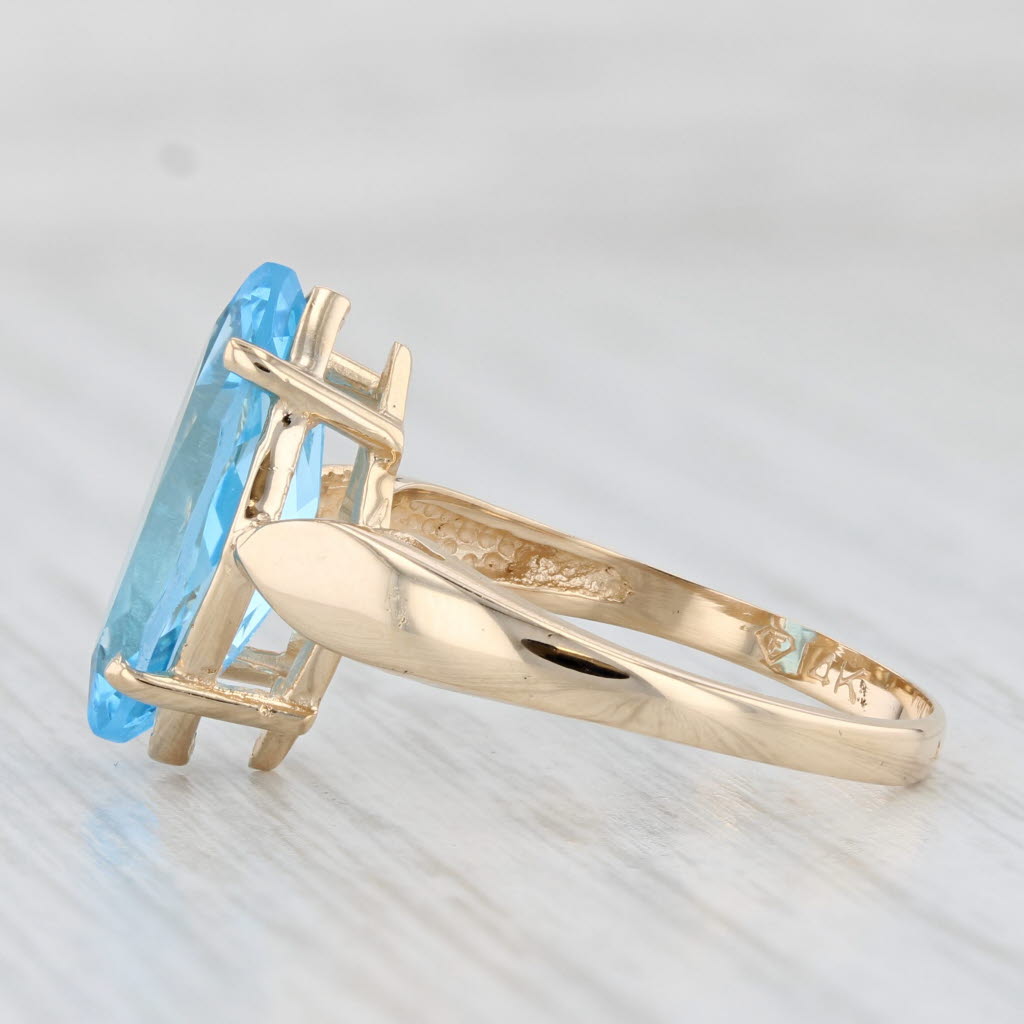 Light Gray 2.90ct Blue Topaz Marquise Solitaire Ring 14k Yellow Gold Size 7