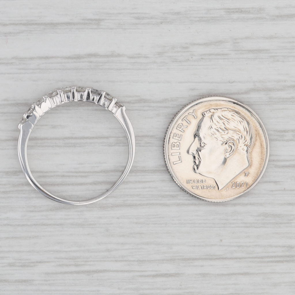 Light Gray 0.45ctw Contoured Diamond Wedding Band 14k White Gold Size 6.25 Stackable Ring