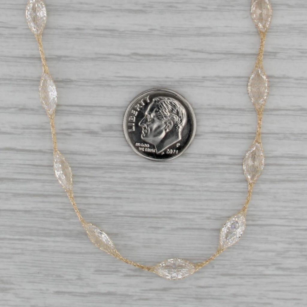 11.50ctw Cubic Zirconia Station Mesh Chain Necklace 14k Yellow Gold 18"