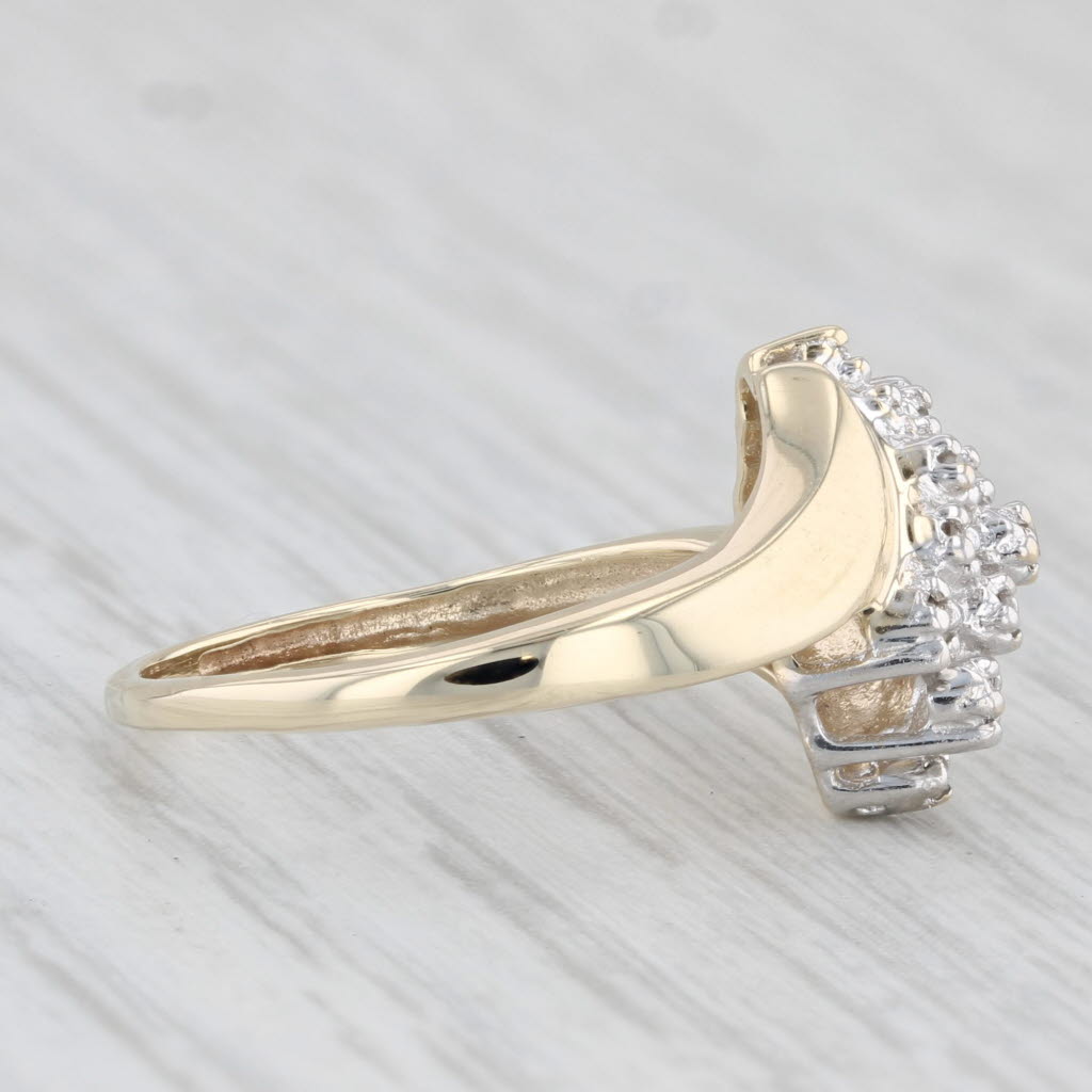 Light Gray Diamond Cluster Bypass Ring 10k Yellow Gold Size 5
