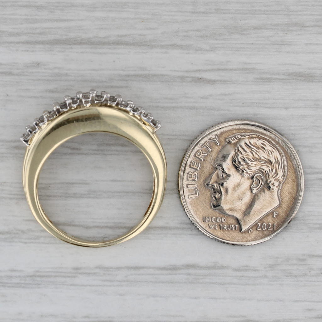Gray 0.64ctw Diamond Cluster Ring 10k Yellow Gold Size 5.5 Anniversary Band