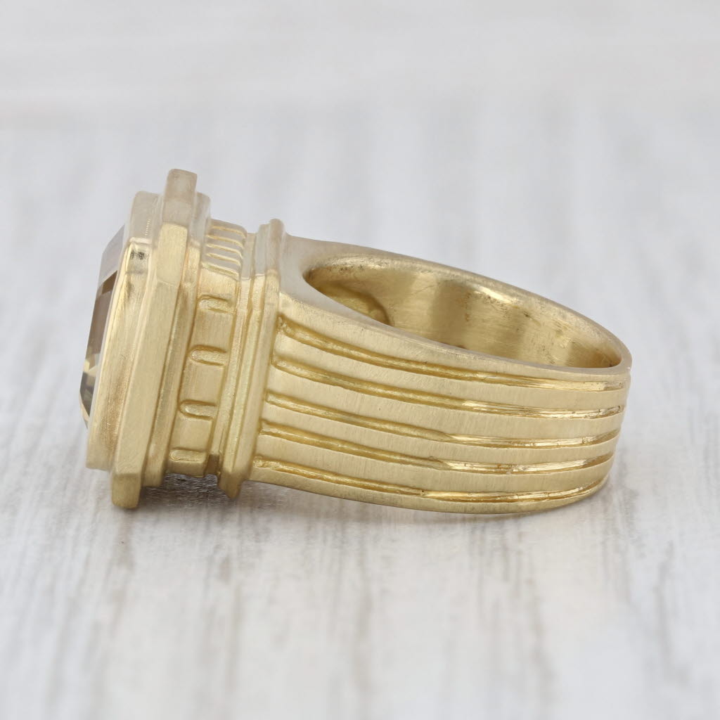 Slane & Slane 7.70ct Citrine Solitaire Ring 18k Yellow Gold Size 5 Cocktail