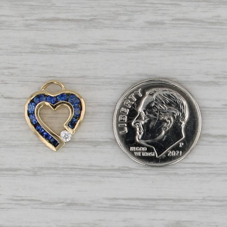 Charles Krypell Sapphire Diamond Open Heart Pendant 18k Yellow Gold Small Charm