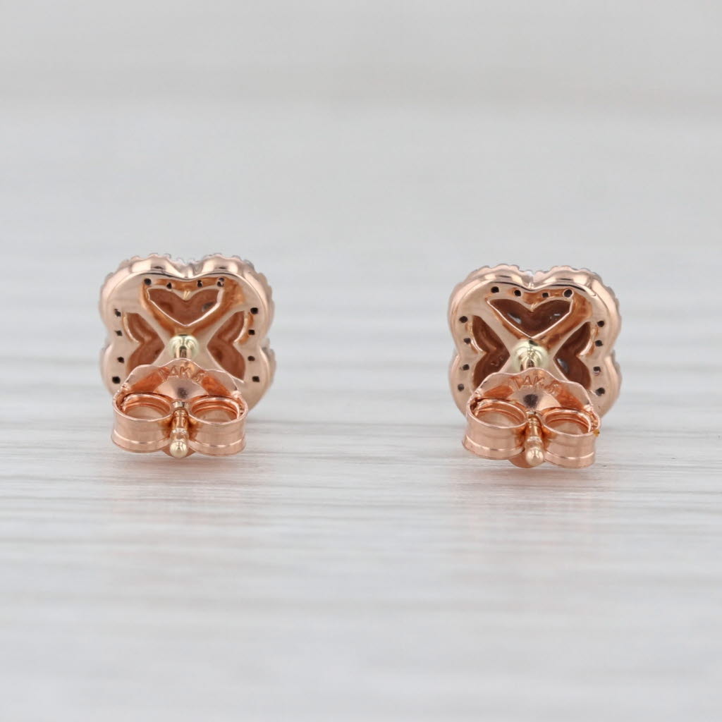 0.28ctw Diamond Halo Stud Earrings 14k Rose Gold Studs